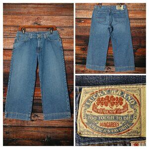 Lucky Brand Vintage Capri Jeans 12 31 Rancher Crop Blue Denim Wide Leg USA Made
